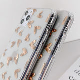 Cute Love Heart Gold Plating Clear Phone Case Back Cover - iPhone 11 Pro Max/11 Pro/11/XS Max/XR/XS/X/8 Plus/8/7 Plus/7 - halloladies