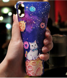 Cat Space Cartoon Paint Phone Case Soft Back Cover for iPhone 12 Pro Max/12 Pro/12/12 Mini/SE/11 Pro Max/11 Pro/11/XS Max/XR/XS/X/8 Plus/8 - halloladies