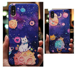Cat Space Cartoon Paint Phone Case Soft Back Cover for iPhone 12 Pro Max/12 Pro/12/12 Mini/SE/11 Pro Max/11 Pro/11/XS Max/XR/XS/X/8 Plus/8 - halloladies