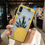Gold Pineapple Tempered Glass Phone Case Back Cover - iPhone XS Max/XR/XS/X/8 Plus/8/7 Plus/7/6s Plus/6s/6 Plus/6 - halloladies