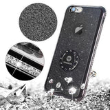 Glitter Powder with Ring Holder Stand and Strap Phone Case Back Cover for iPhone XS Max/XR/XS/X/8 Plus/8/7 Plus/7/6s Plus/6s/6 Plus/6 - halloladies
