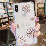 Simple Daisy Flower Air Bag Corner Transparent Soft TPU Phone Case Back Cover for iPhone 11/11 Pro/11 Pro Max/XS Max/XR/XS/X/8 Plus/8/7 Plus/7 - halloladies