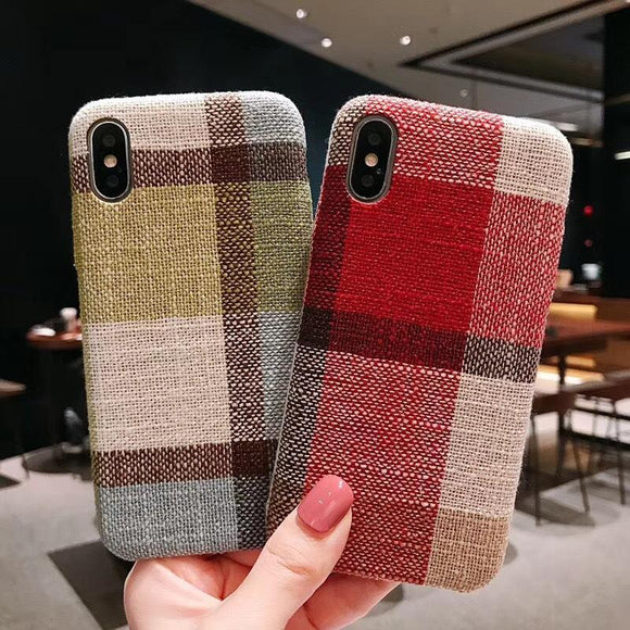 Plaid Fabric Phone Case Back Cover - iPhone XS Max/XR/XS/X/8 Plus/8/7 Plus/7/6s Plus/6s/6 Plus/6 - halloladies