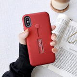 Solid Color Hide Stand Finger Loop Strap Phone Case Back Cover - iPhone 11/11 Pro/11 Pro Max/XS Max/XR/XS/X/8 Plus/8/7 Plus/7 - halloladies