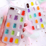 Cartoon Cute Color Bear 3D Candy Soft Phone Case Transparent Back Cover for iPhone 12 Pro Max/12 Pro/12/12 Mini/SE/11 Pro Max/11 Pro/11/XS Max/XR/XS/X/8 Plus/8 - halloladies