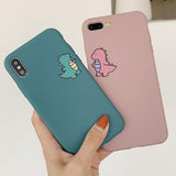 Cartoon Cute Dinosaur Matte Couple Phone Case Back Cover for iPhone 12 Pro Max/12 Pro/12/12 Mini/SE/11 Pro Max/11 Pro/11/XS Max/XR/XS/X/8 Plus/8 - halloladies