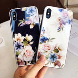 Flower Tempered Glass Phone Case Back Cover - iPhone XS Max/XR/XS/X/8 Plus/8/7 Plus/7/6s Plus/6s/6 Plus/6 - halloladies