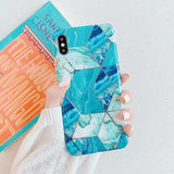 Plating Geometric Marble Phone Case Back Cover - iPhone 11/11 Pro/11 Pro Max/XS Max/XR/XS/X/8 Plus/8/7 Plus/7 - halloladies