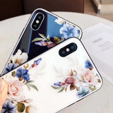 Flower Tempered Glass Phone Case Back Cover - iPhone XS Max/XR/XS/X/8 Plus/8/7 Plus/7/6s Plus/6s/6 Plus/6 - halloladies