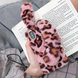 Leopard Fluffy Plush Rabbit Fur Ears Tail Phone Case Back Cover - iPhone XS Max/XR/XS/X/8 Plus/8/7 Plus/7/6s Plus/6s/6 Plus/6 - halloladies