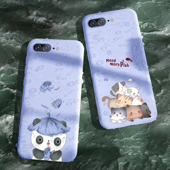 Cartoon Cute Panda Cat Soft Silicone Phone Case Back Cover - iPhone 11/11 Pro/11 Pro Max/XS Max/XR/XS/X/8 Plus/8/7 Plus/7 - halloladies