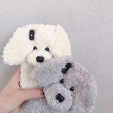 Plush Fluffy Fur Cute Dog Silicone Phone Case Back Cover for iPhone XS Max/XR/XS/X/8 Plus/8/7 Plus/7/6s Plus/6s/6 Plus/6 - halloladies