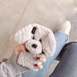 Plush Fluffy Fur Cute Dog Silicone Phone Case Back Cover for iPhone XS Max/XR/XS/X/8 Plus/8/7 Plus/7/6s Plus/6s/6 Plus/6 - halloladies
