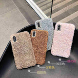 Winter Warm Curly Plush Solid Color Soft Phone Case Back Cover for iPhone 11 Pro Max/11 Pro/11/XS Max/XR/XS/X/8 Plus/8 - halloladies