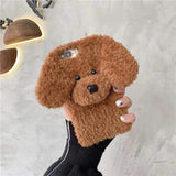 Plush Fluffy Fur Cute Dog Silicone Phone Case Back Cover for iPhone XS Max/XR/XS/X/8 Plus/8/7 Plus/7/6s Plus/6s/6 Plus/6 - halloladies