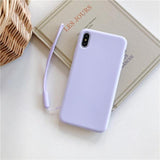 Candy Color Strap TPU Phone Case Back Cover for iPhone 11/11 Pro/11 Pro Max/XS Max/XR/XS/X/8 Plus/8/7 Plus/7 - halloladies