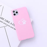 Simple Candy Color Cat Paw Love Heart Soft Phone Case Back Cover - iPhone 11/11 Pro/11 Pro Max/XS Max/XR/XS/X/8 Plus/8/7 Plus/7 - halloladies