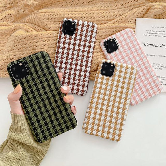 Warm Plaid Cloth Fabric Simple Phone Case Back Cover for iPhone 12 Pro Max/12 Pro/12/12 Mini/SE/11 Pro Max/11 Pro/11/XS Max/XR/XS/X/8 Plus/8 - halloladies