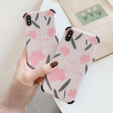 Simple Cute Flower Smile Letter Phone Case Back Cover - iPhone 11 Pro Max/11 Pro/11/XS Max/XR/XS/X/8 Plus/8/7 Plus/7 - halloladies