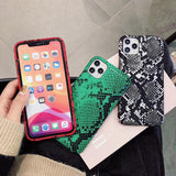 Glossy Python Snakeskin Pattern Soft Phone Case Back Cover - iPhone 12 Pro Max/12 Pro/12/12 Mini/SE/11 Pro Max/11 Pro/11/XS Max/XR/XS/X/8 Plus/8 - halloladies