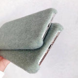 Warm Green Mohair Fur Phone Case Back Cover for iPhone 11 Pro Max/11 Pro/11/XS Max/XR/XS/X/8 Plus/8 - halloladies