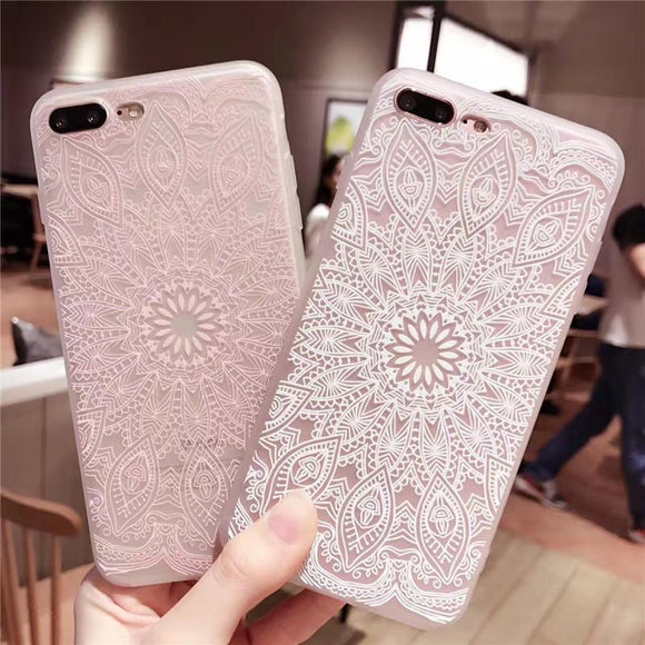 Creative Lace Flower Solid Color Phone Case Back Cover - iPhone 11 Pro Max/11 Pro/11/XS Max/XR/XS/X/8 Plus/8/7 Plus/7 - halloladies