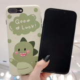 Cartoon Cute Dinosaur Good Luck Soft TPU Phone Case Back Cover for iPhone 11/11 Pro/11 Pro Max/XS Max/XR/XS/X/8 Plus/8/7 Plus/7 - halloladies