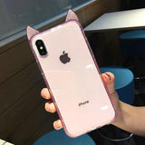 Cute Cat Ear Transpatent  Silicone Phone Case Back Cover for iPhone XS Max/XR/XS/X/8 Plus/8/7 Plus/7/6s Plus/6s/6 Plus/6 - halloladies