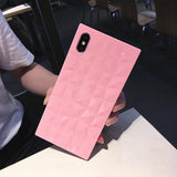 Diamond Pattern Monochrome Square Silicone Phone Case Back Cover for IPhone XS Max/XR/XS/X/8 Plus/8/7 Plus/7/6s Plus/6s/6 Plus/6 - halloladies