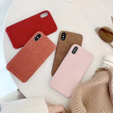 Corduroy Plush Fabric Cloth Phone Case Back Cover for iPhone XS Max/XR/XS/X/8 Plus/8/7 Plus/7/6s Plus/6s/6 Plus/6 - halloladies
