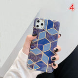 Geometric Patchwork Marble Pattern Hard PC Phone Case Back Cover - iPhone 11/11 Pro/11 Pro Max/XS Max/XR/XS/X/8 Plus/8/7 Plus/7 - halloladies