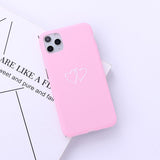 Simple Candy Color Double Hollow Love Heart Soft Phone Case Back Cover - iPhone 11/11 Pro/11 Pro Max/XS Max/XR/XS/X/8 Plus/8/7 Plus/7 - halloladies