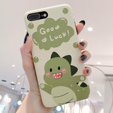 Cartoon Cute Dinosaur Good Luck Soft TPU Phone Case Back Cover for iPhone 11/11 Pro/11 Pro Max/XS Max/XR/XS/X/8 Plus/8/7 Plus/7 - halloladies