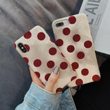 Retro Polka Dot Fur Dirty Phone Case Back Cover for iPhone 11/11 Pro/11 Pro Max/XS Max/XR/XS/X/8 Plus/8/7 Plus/7 - halloladies