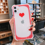 Simple Candy Color Love Heart Transparent Acrylic Phone Case Back Cover for iPhone 12 Pro Max/12 Pro/12/12 Mini/SE/11 Pro Max/11 Pro/11/XS Max/XR/XS/X/8 Plus/8 - halloladies