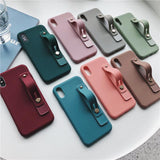 Candy Color Wrist Strap Holder Soft Phone Case Back Cover for iPhone 11/11 Pro/11 Pro Max/XS Max/XR/XS/X/8 Plus/8/7 Plus/7 - halloladies