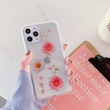 Simple Flower Pattern Transparent Soft Phone Case Back Cover - iPhone 12 Pro Max/12 Pro/12/12 Mini/SE/11 Pro Max/11 Pro/11/XS Max/XR/XS/X/8 Plus/8 - halloladies