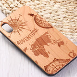 Engraved World Map Travel Adventure Wood Phone Case Back Cover - iPhone 11/11 Pro/11 Pro Max/XS Max/XR/XS/X/8 Plus/8/7 Plus/7 - halloladies
