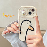 Cartoon Duck Solid White Color Camera Lens Protection Case for iPhone