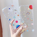 Cute Cartoon Planet Clear Universe Starry Sky Soft Phone Case Back Cover - iPhone 12/12pro/12pro max/12 mini/11/11 Pro/11 Pro Max/XS Max/XR/XS/X/8 Plus/8/7 Plus/7 - halloladies