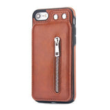 Fashion Zipper Leather Card Holder Wallet Phone Case Back Cover - iPhone XS Max/XR/XS/X/8 Plus/8/7 Plus/7/6s Plus/6s/6 Plus/6 - halloladies