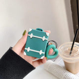Cute Suitcase with Love Heart Finger Ring Strap Airpods Case Wireless Bluetooth Earphone Cases for Airpods - halloladies