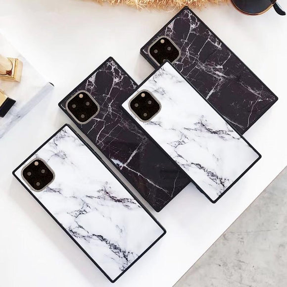 Luxury Square Classic Marble TPU Phone Case Back Cover for iPhone 11/11 Pro/11 Pro Max/XS Max/XR/XS/X/8 Plus/8/7 Plus/7 - halloladies