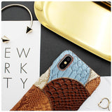 PU Snake Skin Leather Combine Colors Phone Case Back Cover - iPhone 11 Pro Max/11 Pro/11/XS Max/XR/XS/X/8 Plus/8/7 Plus/7/6s Plus/6s/6 Plus/6 - halloladies