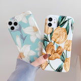 Beautiful Pressed Flower Glossy Soft Phone Case Back Cover for iPhone 12 Pro Max/12 Pro/12/12 Mini/SE/11 Pro Max/11 Pro/11/XS Max/XR/XS/X/8 Plus/8 - halloladies