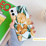 Beautiful Pressed Flower Glossy Soft Phone Case Back Cover for iPhone 12 Pro Max/12 Pro/12/12 Mini/SE/11 Pro Max/11 Pro/11/XS Max/XR/XS/X/8 Plus/8 - halloladies