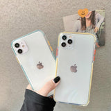 Candy Color Frame Clear Soft Phone Case Back Cover for iPhone 12 Pro Max/12 Pro/12/12 Mini/SE/11 Pro Max/11 Pro/11/XS Max/XR/XS/X/8 Plus/8 - halloladies