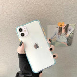 Candy Color Frame Clear Soft Phone Case Back Cover for iPhone 12 Pro Max/12 Pro/12/12 Mini/SE/11 Pro Max/11 Pro/11/XS Max/XR/XS/X/8 Plus/8 - halloladies