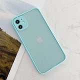 Candy Color Frame Matte Soft Phone Case Back Cover Camera Protector for iPhone 12 Pro Max/12 Pro/12/12 Mini/SE/11 Pro Max/11 Pro/11/XS Max/XR/XS/X/8 Plus/8 - halloladies