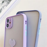 Candy Color Love Heart Matte Soft Phone Case Back Cover for iPhone 12 Pro Max/12 Pro/12/12 Mini/SE/11 Pro Max/11 Pro/11/XS Max/XR/XS/X/8 Plus/8 - halloladies